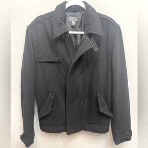 H&M Men's Classic Black Wool Pea Coat Sz. L